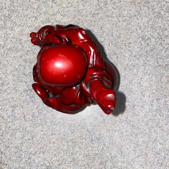 Buddha Statue Laughing Figurine Dark Red Cinnabar Resin Feng Shui  4.5" Tall - Picture 6 of 6